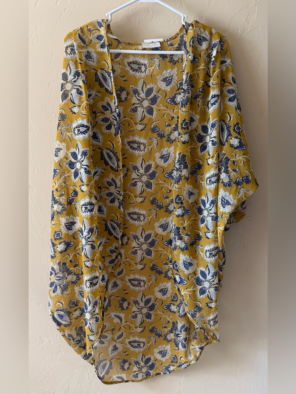 Signature Mustard Floral Open-Front Tunic
